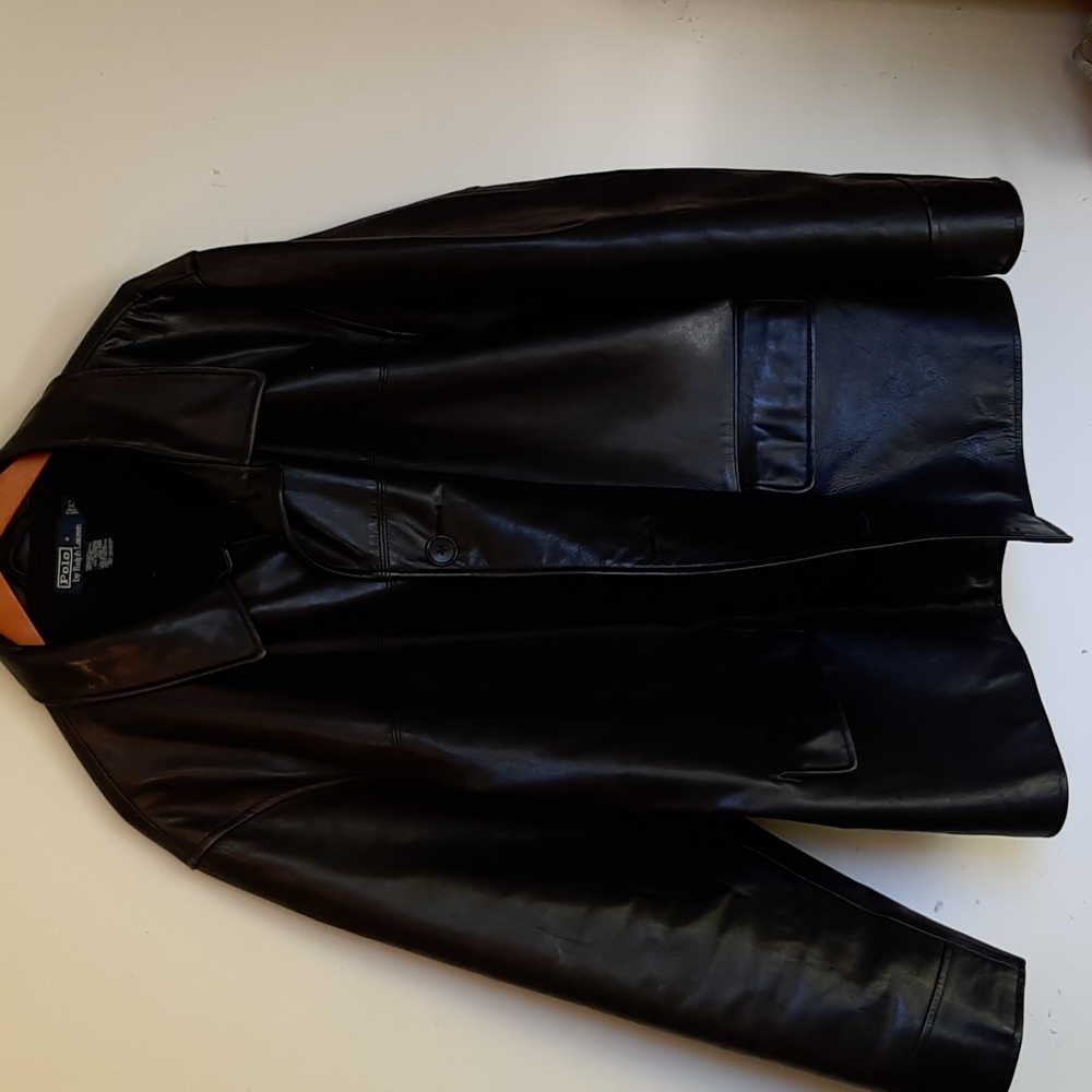 Polo Men's waist length leather coat
